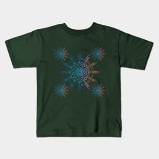 Multicoloured dreamcatcher and paisley motif pattern with mandala design illustrations Kids T-Shirt